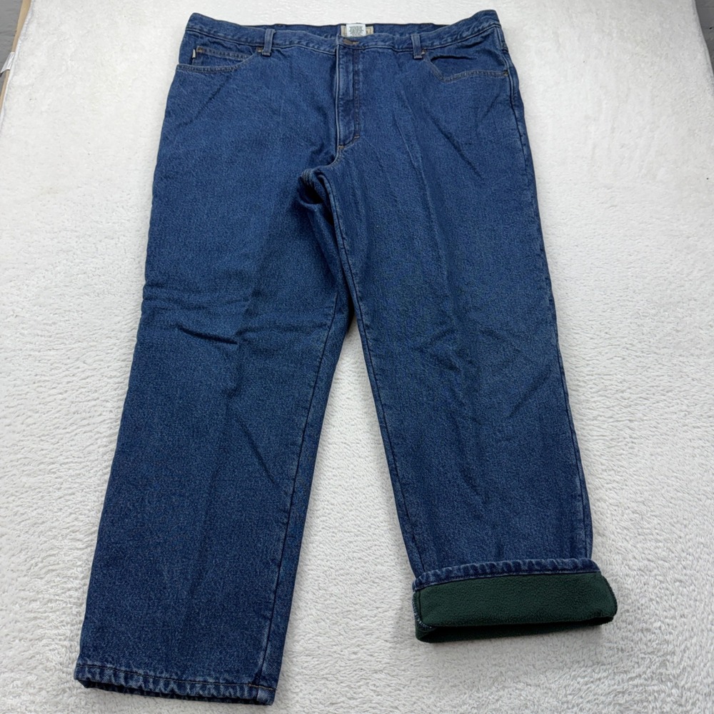 LL Bean Classic Fit Fleece Lined Denim Jeans Mens 44x29 Blue Straight Leg 0AJ81